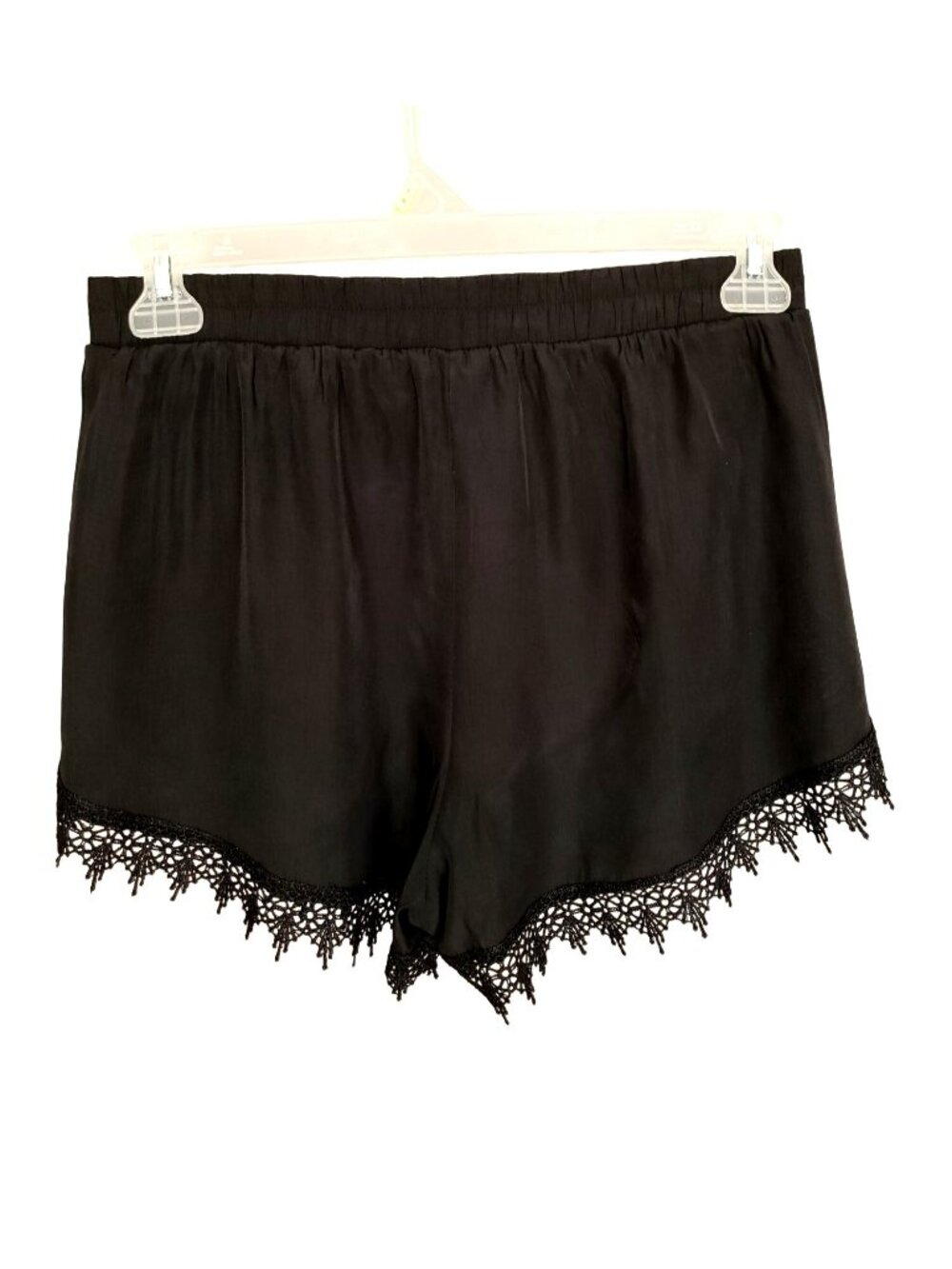 Womens L Black Lace Shorts High Waist Crochet Dressy Chic Beach Flowy Design - Picture 5 of 10